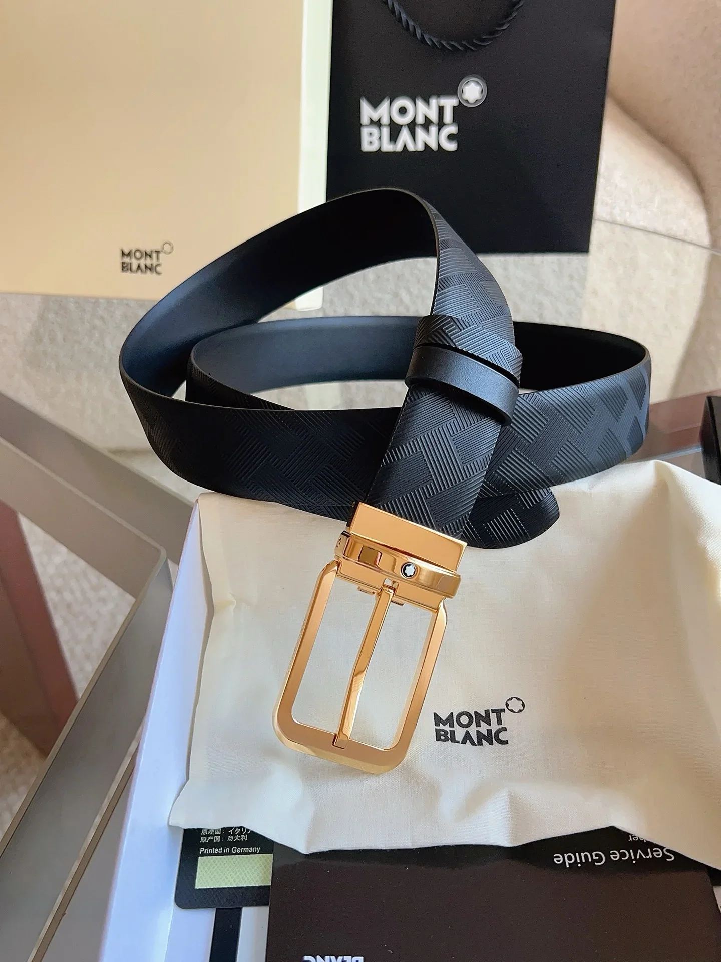 MONTBLANC Belts Calf Leather (Black) 3.5cm Width 160202607050703 - Image 5