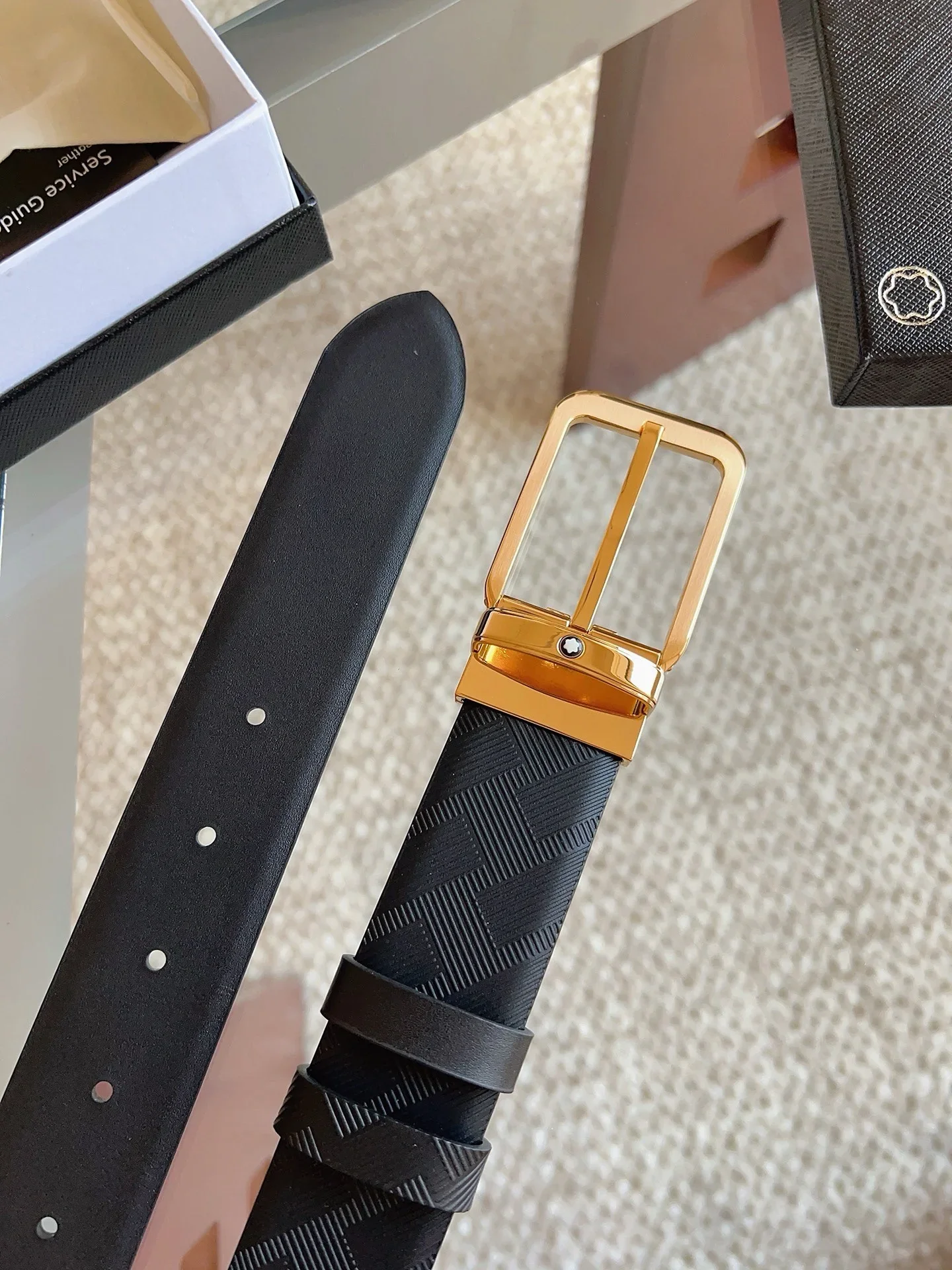 MONTBLANC Belts Calf Leather (Black) 3.5cm Width 160202607050703 - Image 6