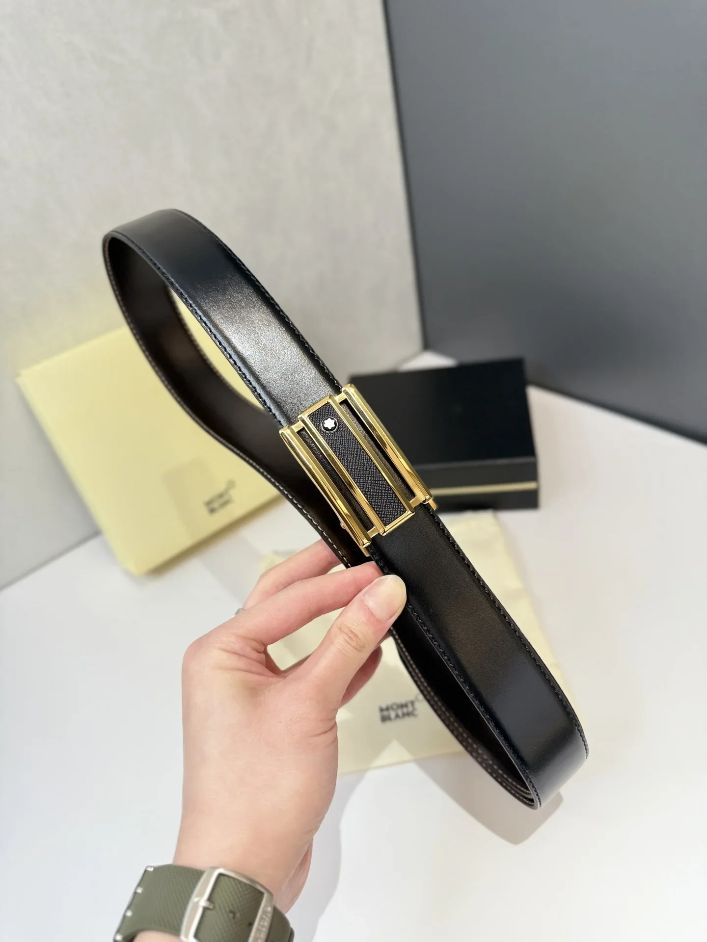 MONTBLANC Belts Calfskin Leather (Black) 170202607050699