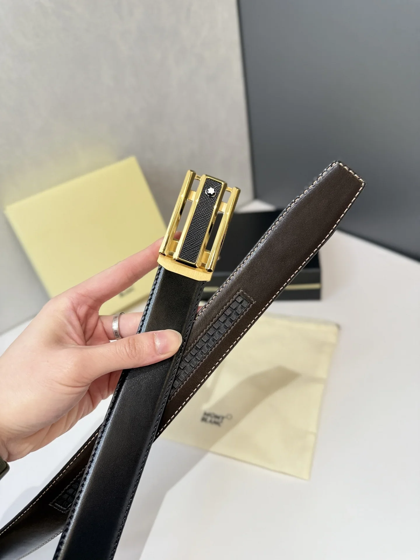 MONTBLANC Belts Calfskin Leather (Black) 170202607050699 - Image 4