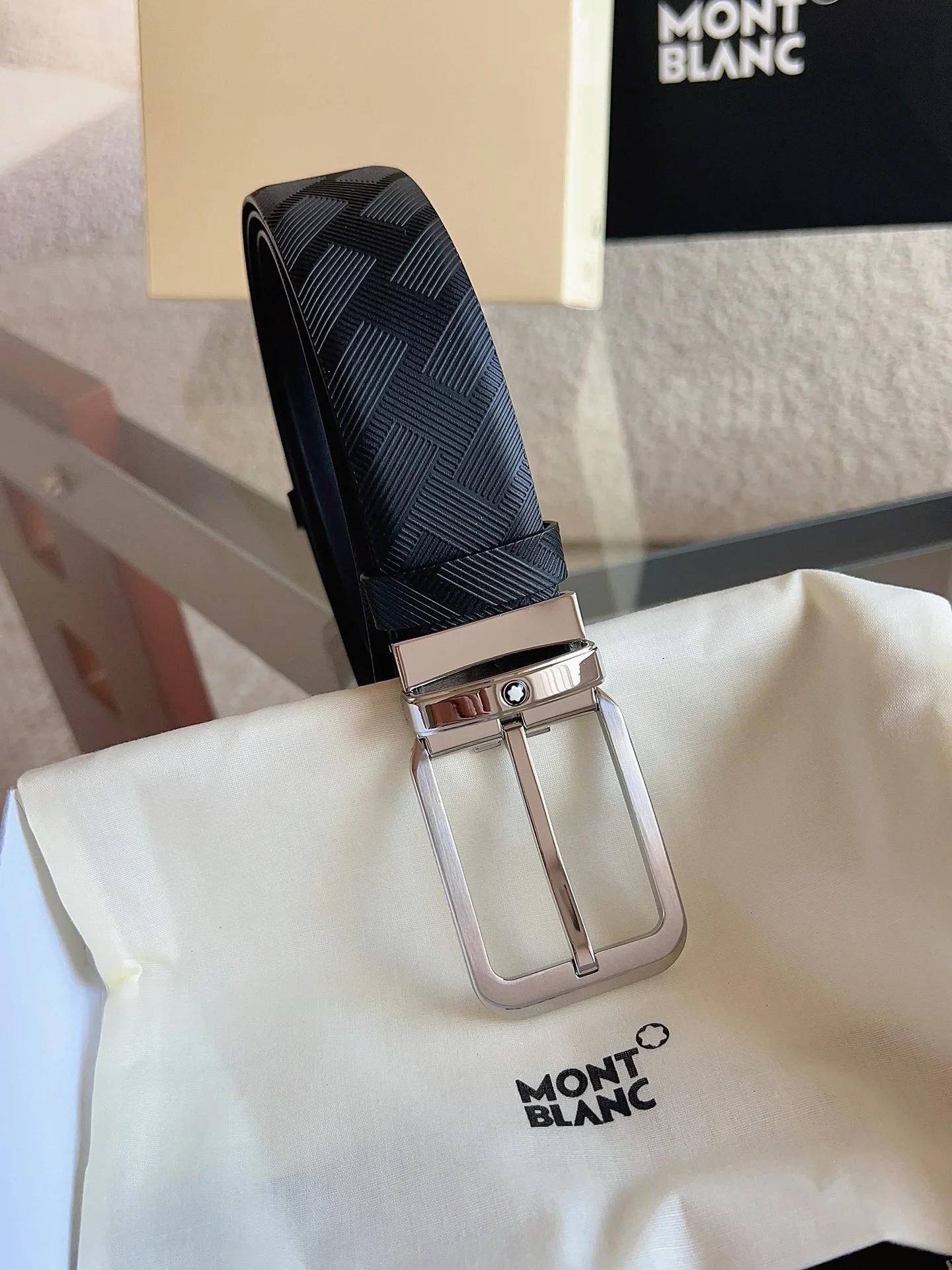 MONTBLANC Belts Calfskin Leather (Black) 3.5cm Width 160202607050713 - Image 2