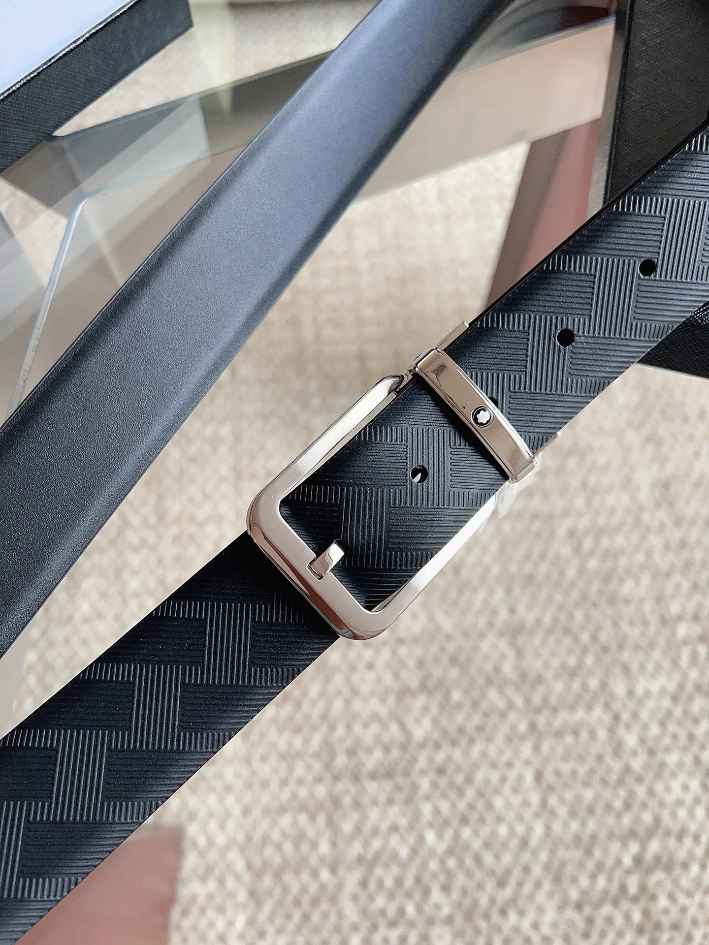 MONTBLANC Belts Calfskin Leather (Black) 3.5cm Width 160202607050713 - Image 4
