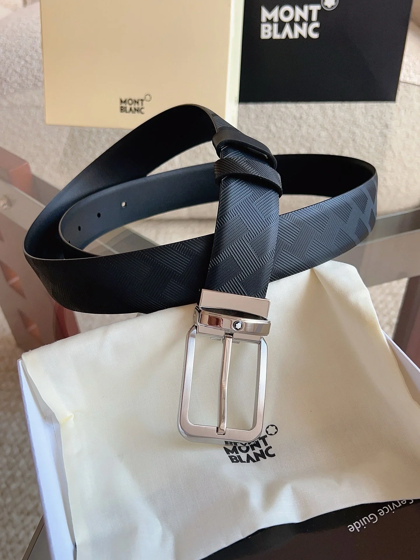 MONTBLANC Belts Calfskin Leather (Black) 3.5cm Width 160202607050713 - Image 5