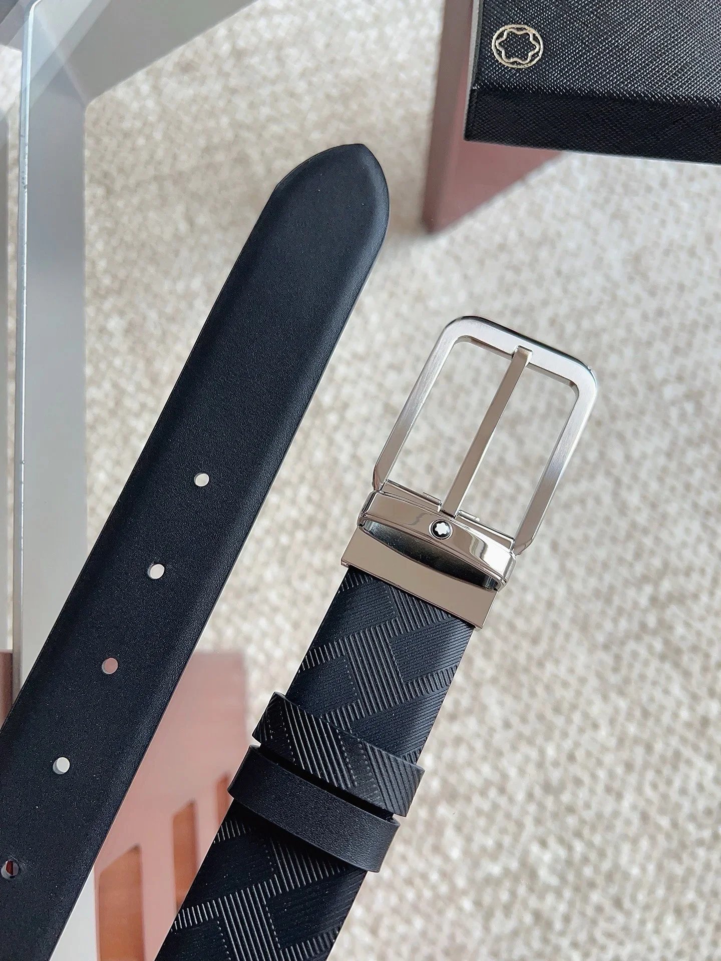 MONTBLANC Belts Calfskin Leather (Black) 3.5cm Width 160202607050713 - Image 6