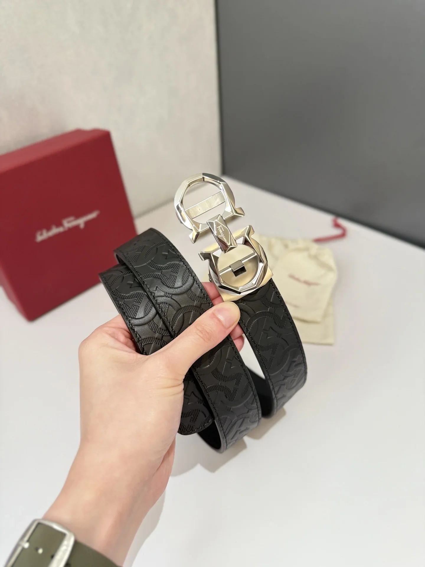 MONTBLANC Belts Embossed Leather (Black) 170202607050709 - Image 2
