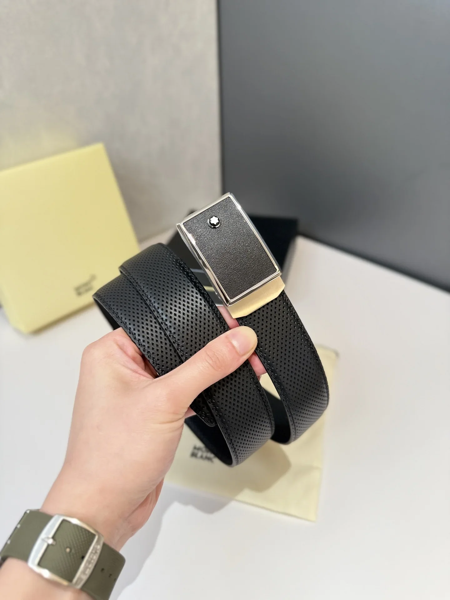 MONTBLANC Belts Perforated Leather (Black) 170202607050711 - Image 2