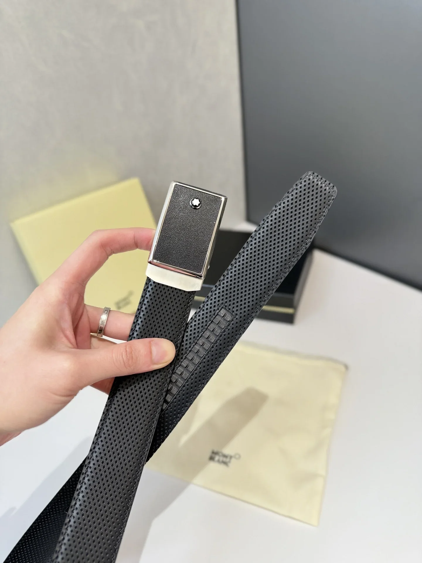 MONTBLANC Belts Perforated Leather (Black) 170202607050711 - Image 3