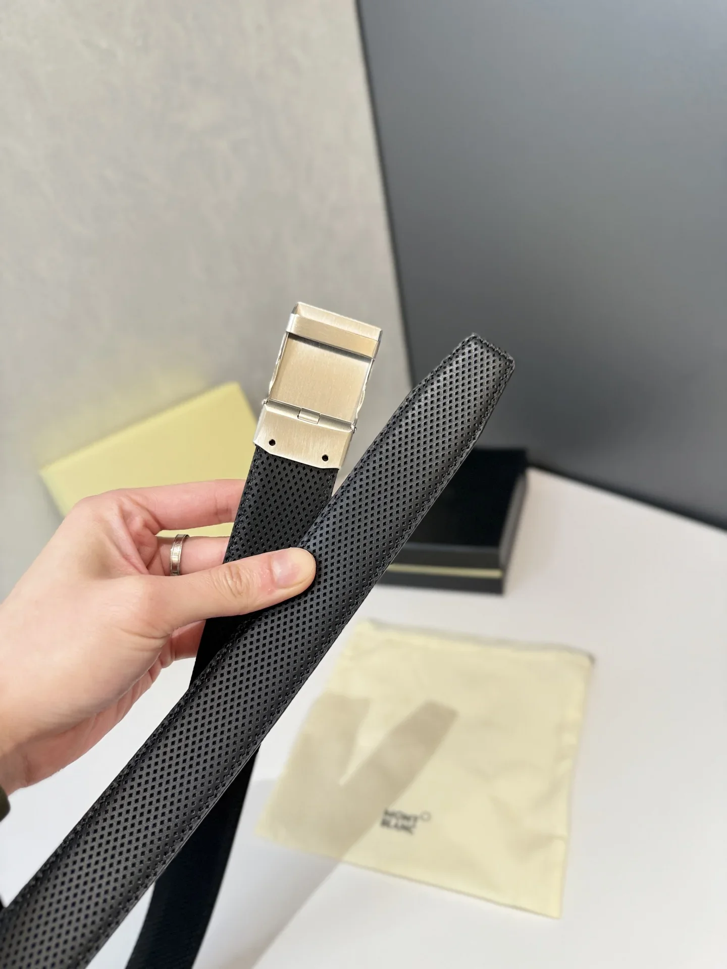 MONTBLANC Belts Perforated Leather (Black) 170202607050711 - Image 4