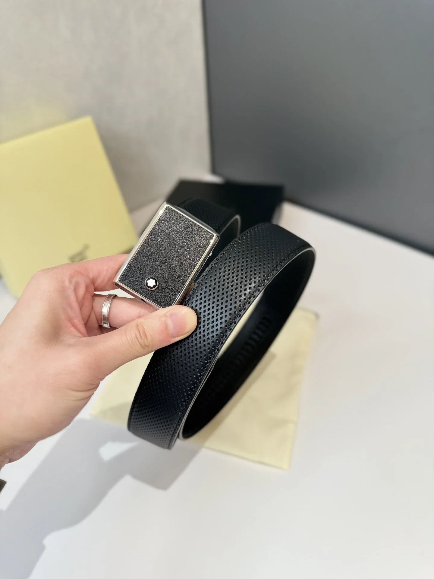 MONTBLANC Belts Perforated Leather (Black) 170202607050711 - Image 6