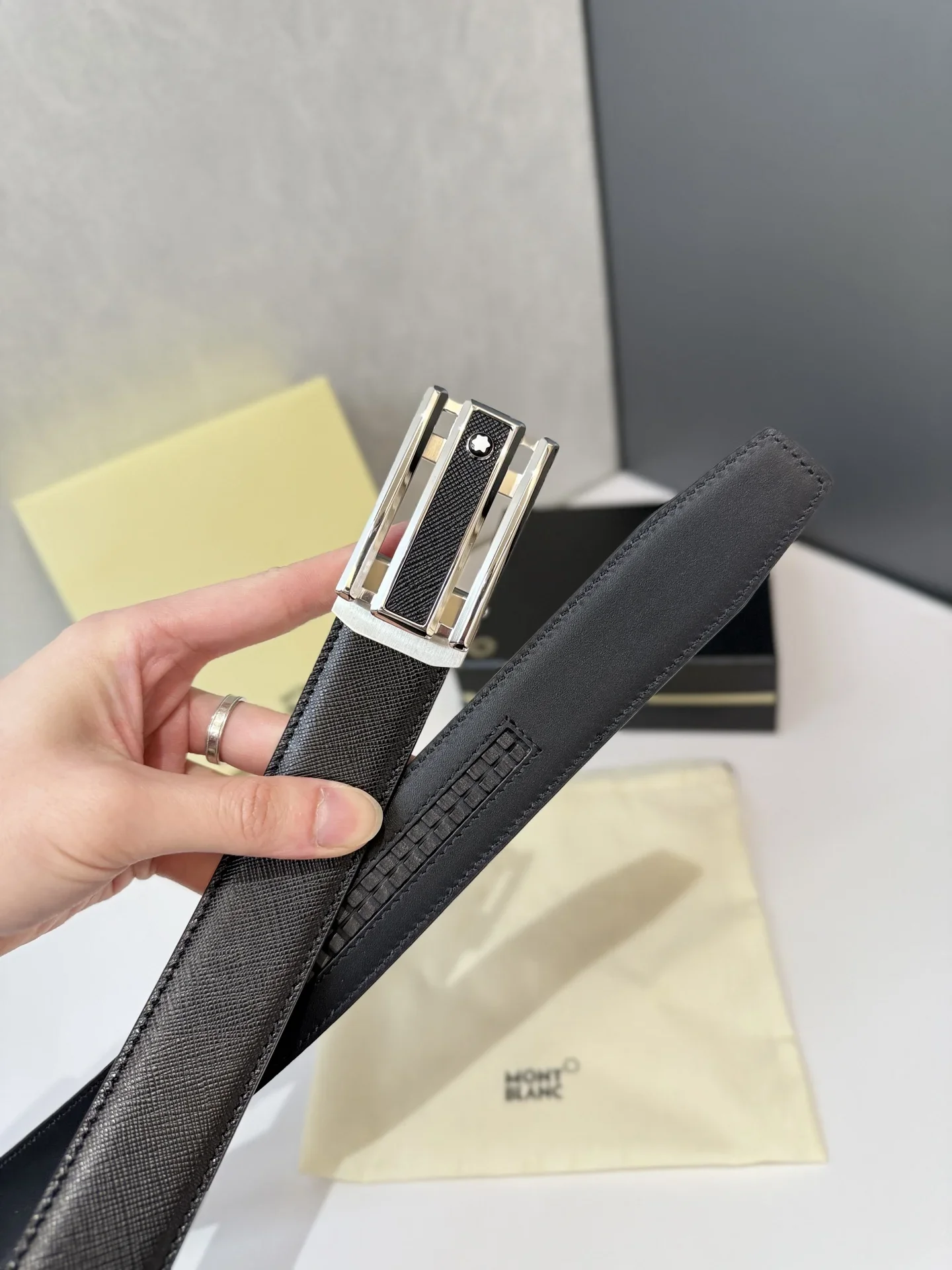 MONTBLANC Belts Saffiano Leather (Black) 170202607050707 - Image 4