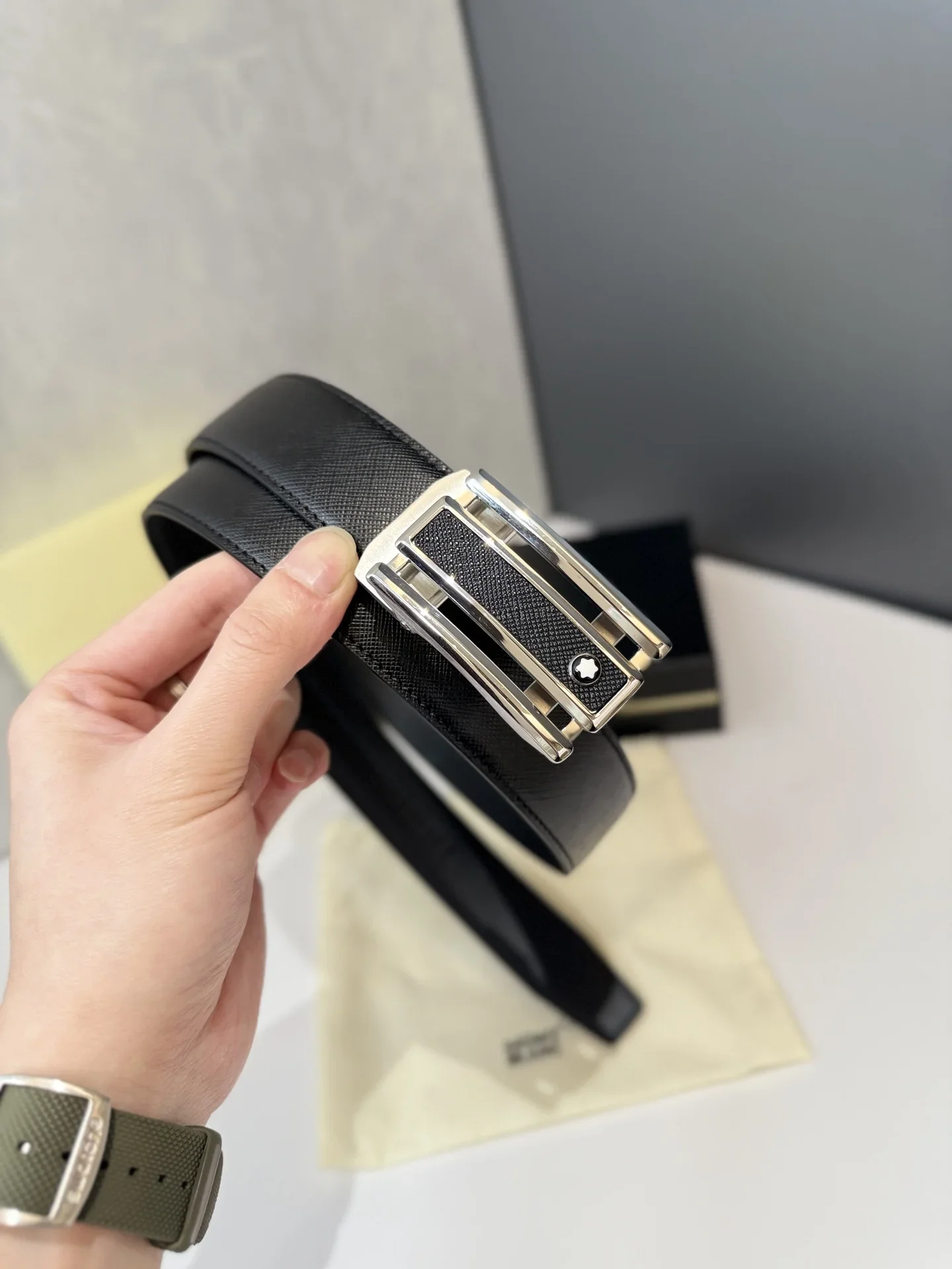 MONTBLANC Belts Saffiano Leather (Black) 170202607050707 - Image 6