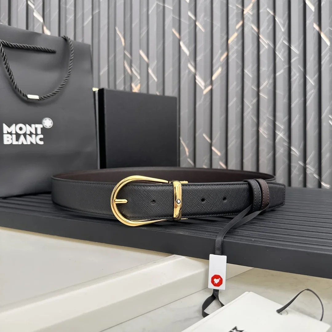 MONTBLANC Belts Saffiano Leather (Black-Brown) 170202607050695