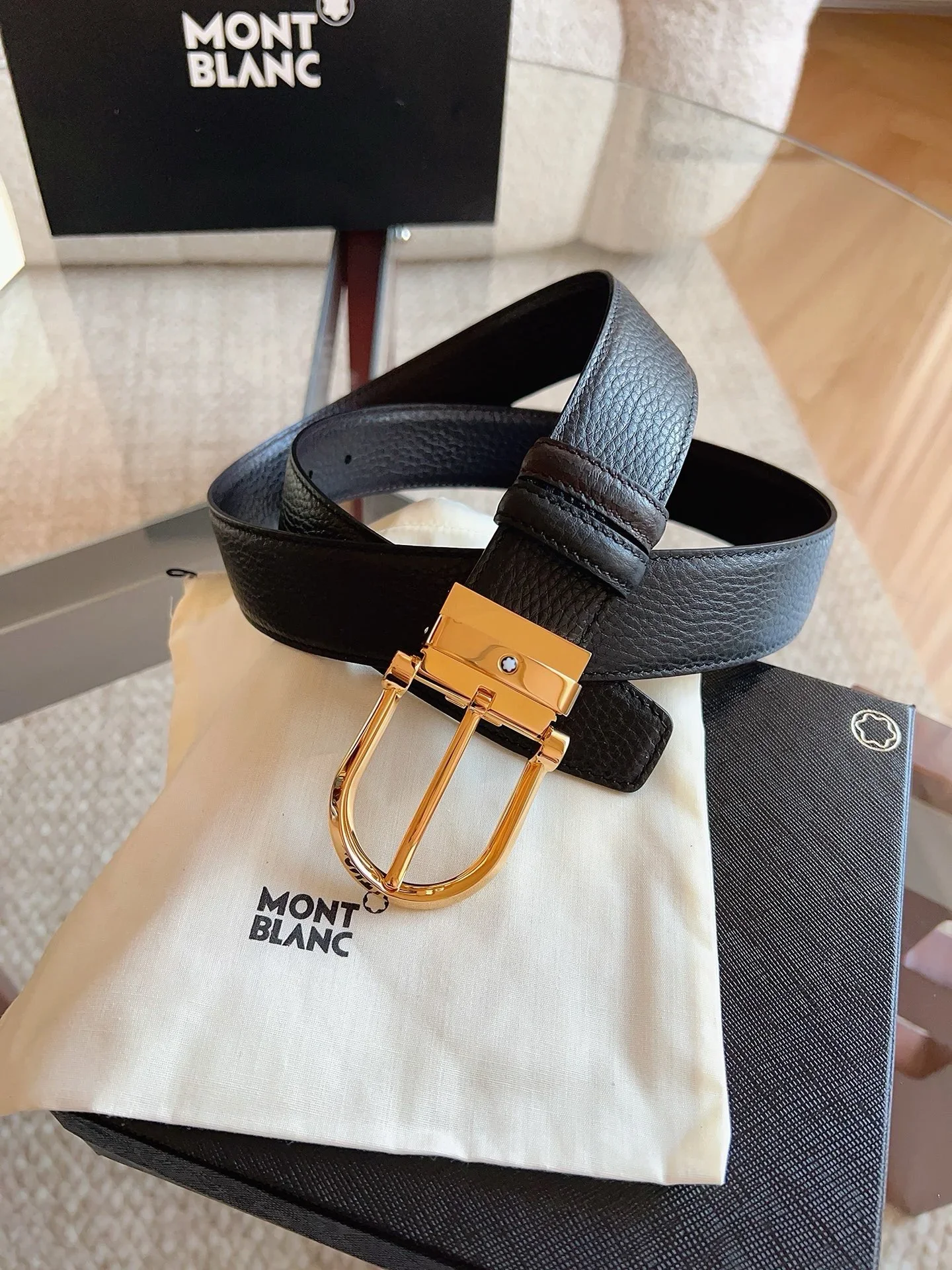 MONTBLANC Belts Togo Leather (Black) 3.5cm Width 170202607050704 - Image 2