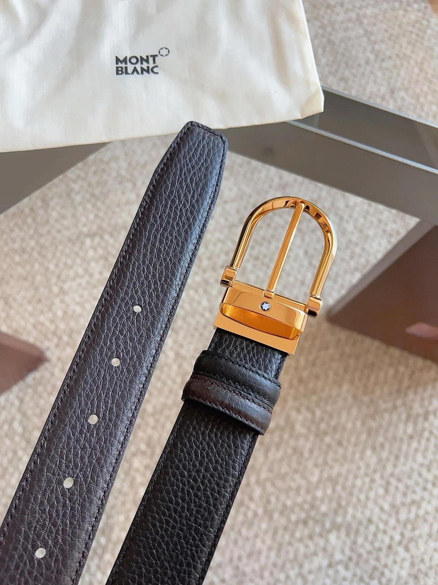 MONTBLANC Belts Togo Leather (Black) 3.5cm Width 170202607050704 - Image 6