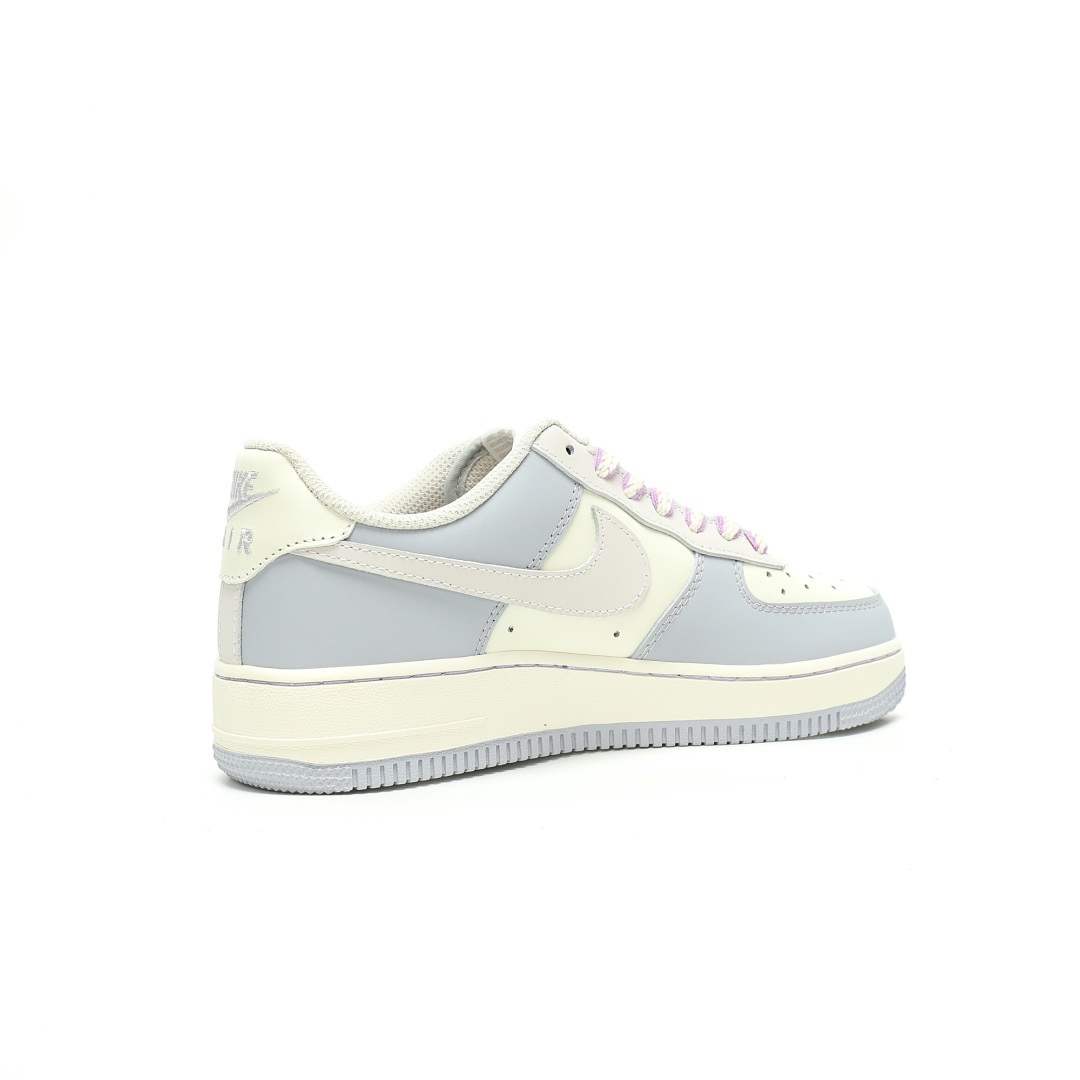 Nike Air Force 1 07 Low QS Grey Light Blue Gold Swoosh DB3301-122 - Image 2