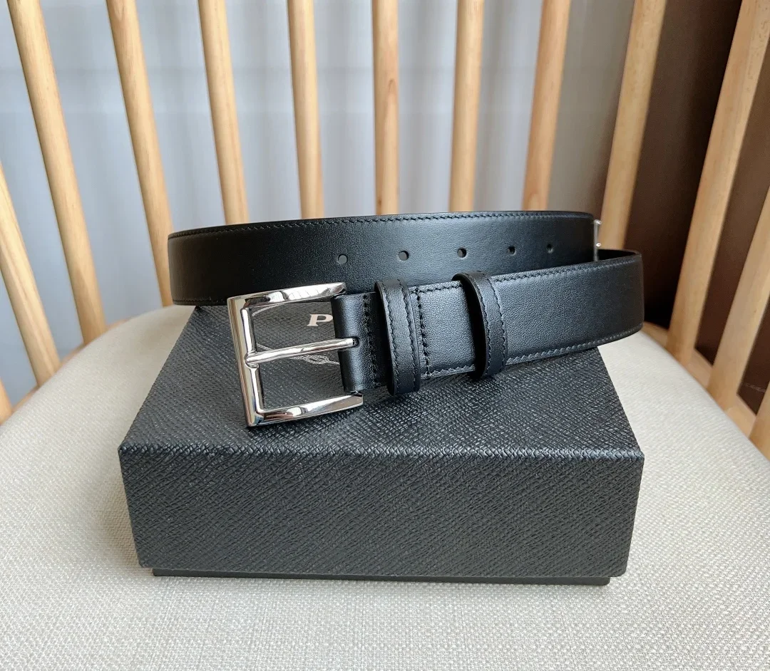PRADA Belts Calfskin Leather (Black) 3.5cm Width 180202607050750
