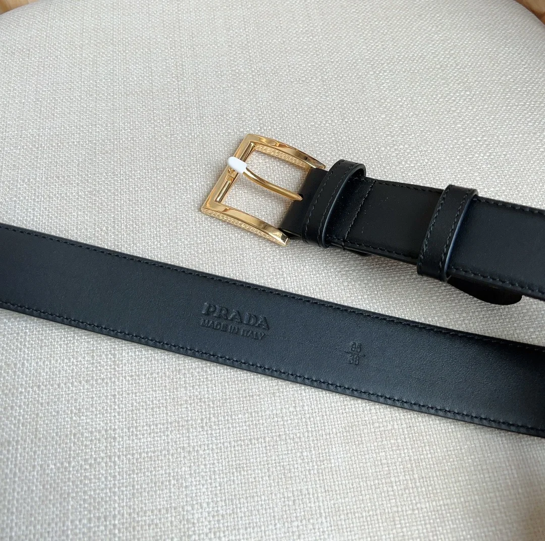 PRADA Belts Calfskin Leather (Black) 3.5cm Width 180202607050751 - Image 3