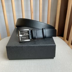 PRADA Belts Calfskin Leather (Black) 3.5cm Width 180202607050752