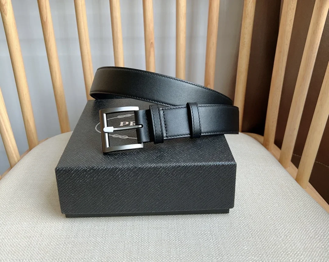 PRADA Belts Calfskin Leather (Black) 3.5cm Width 180202607050752