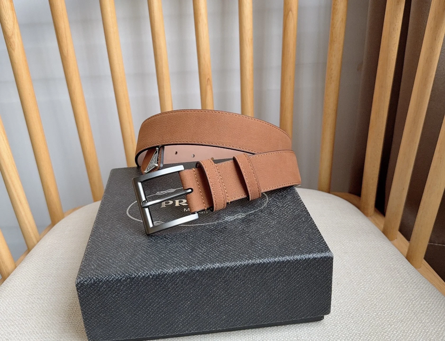 PRADA Belts Calfskin Leather (Brown) 3.5cm Width 180202607050747