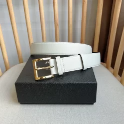 PRADA Belts Calfskin Leather (White) 3.5cm Width 180202607050757