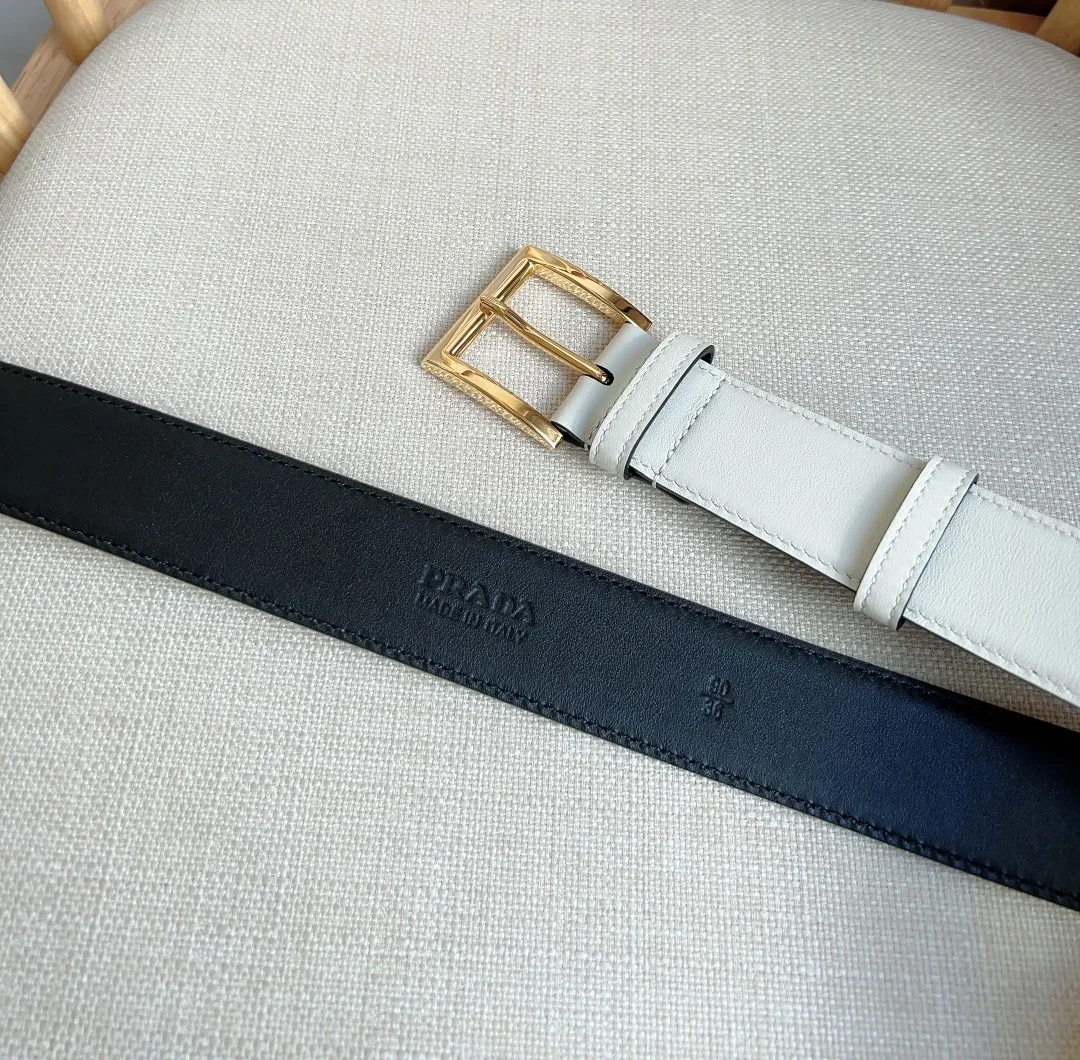 PRADA Belts Calfskin Leather (White) 3.5cm Width 180202607050757 - Image 3