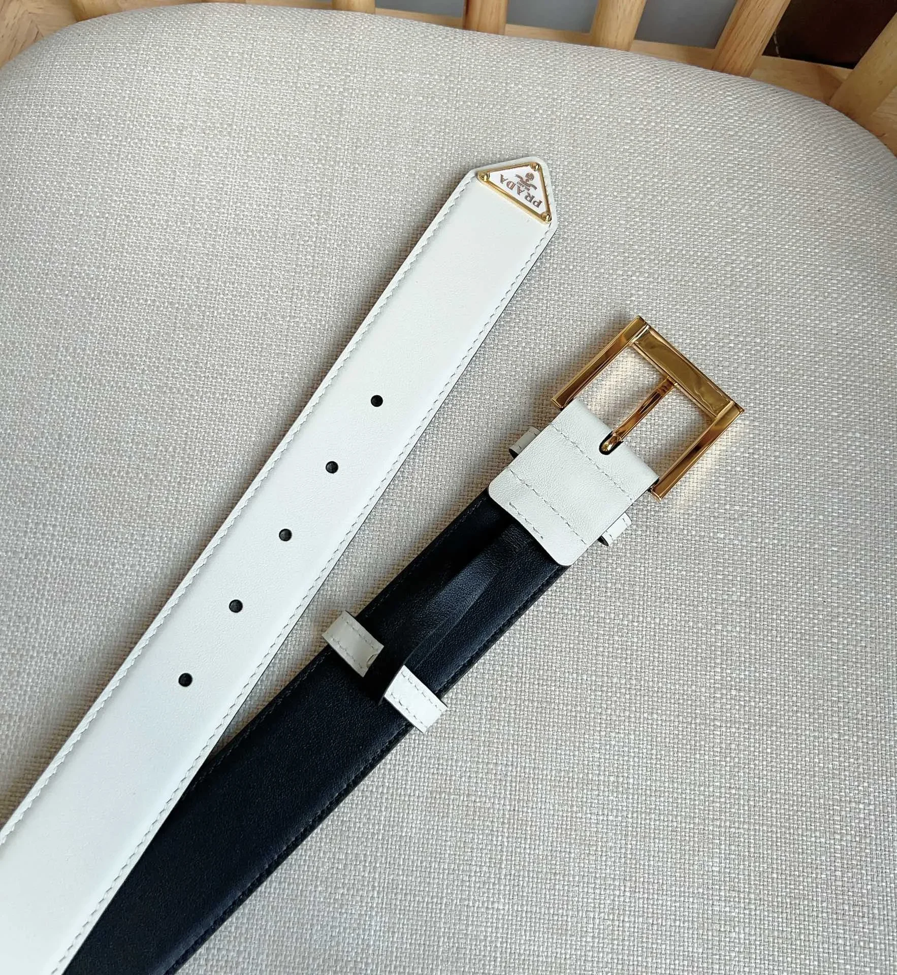 PRADA Belts Calfskin Leather (White) 3.5cm Width 180202607050757 - Image 6