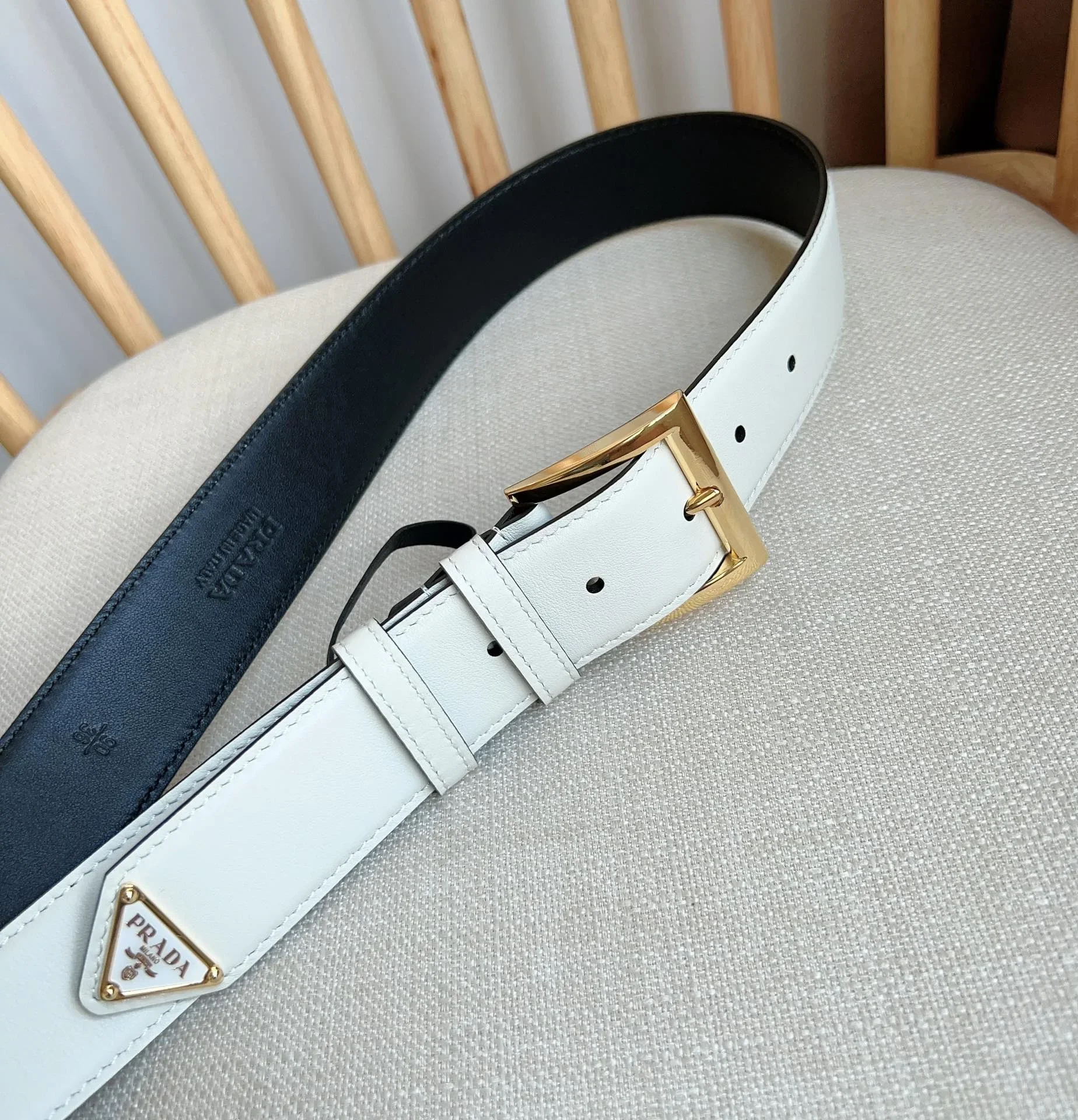 PRADA Belts Calfskin Leather (White) 3.5cm Width 180202607050757 - Image 8