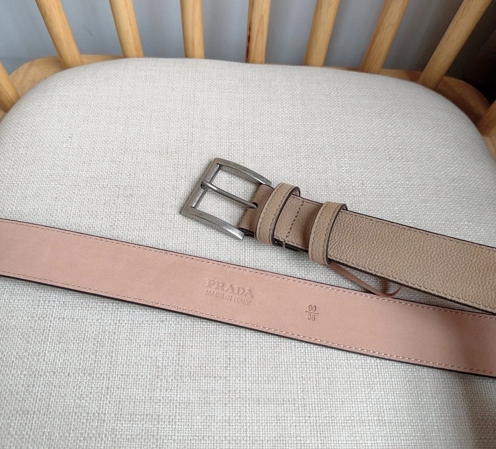 PRADA Belts Grained Leather (Beige) 3.5cm Width 180202607050758 - Image 3