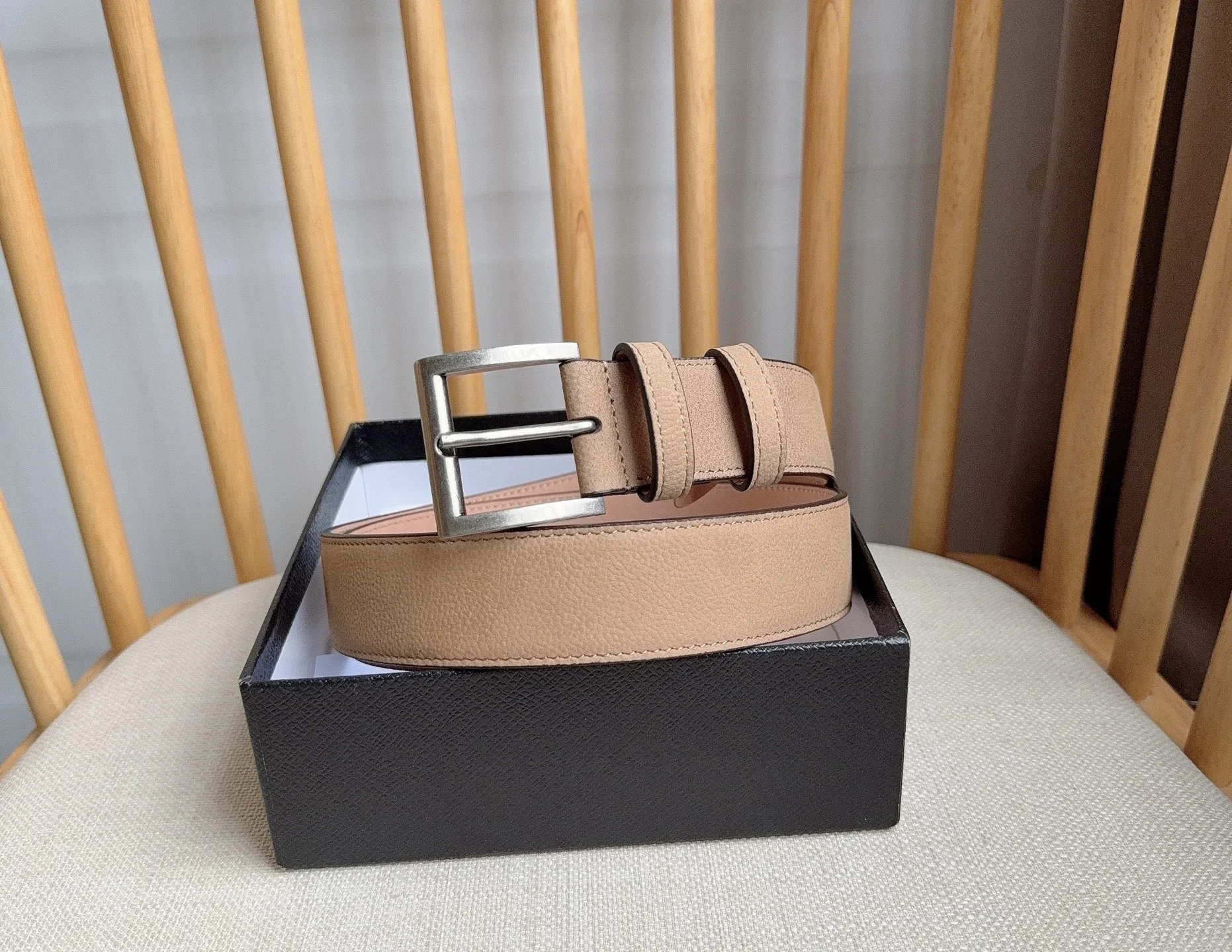 PRADA Belts Grained Leather (Beige) 3.5cm Width 180202607050758 - Image 5