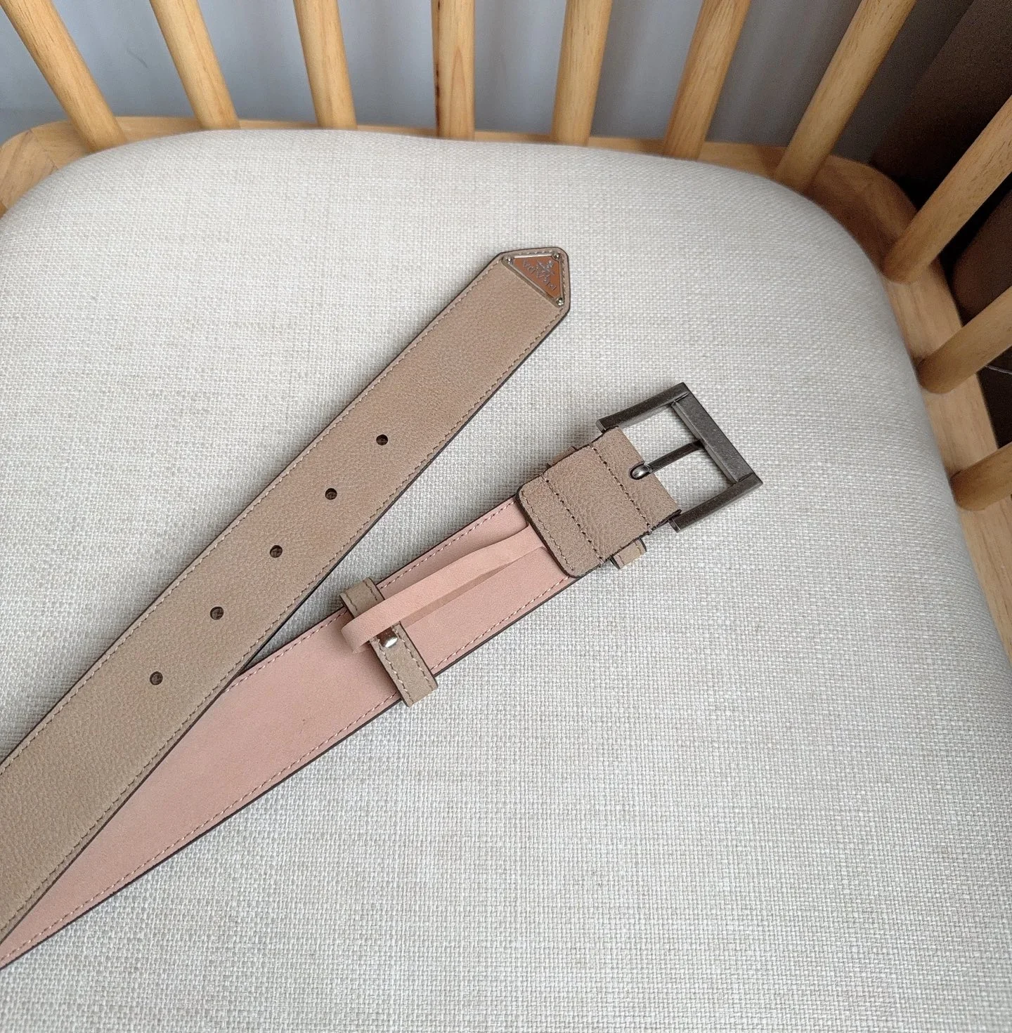 PRADA Belts Grained Leather (Beige) 3.5cm Width 180202607050758 - Image 6