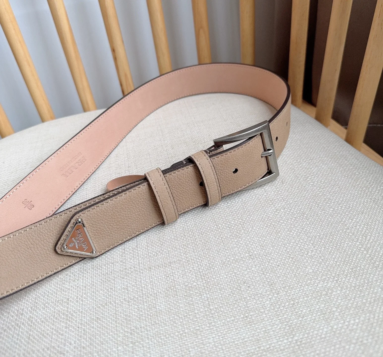 PRADA Belts Grained Leather (Beige) 3.5cm Width 180202607050758 - Image 8