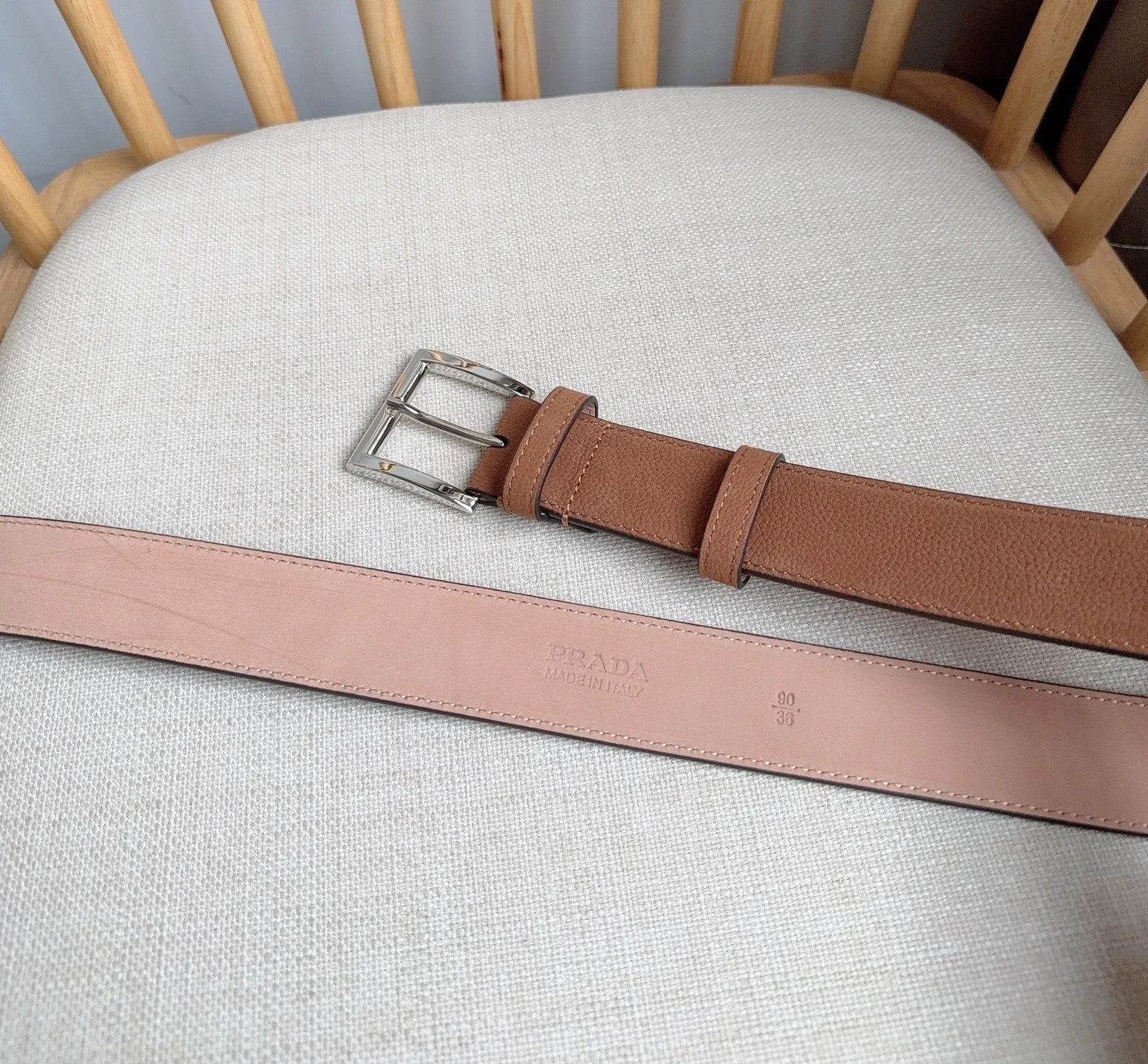 PRADA Belts Grained Leather (Brown) 3.5cm Width 180202607050716 - Image 3