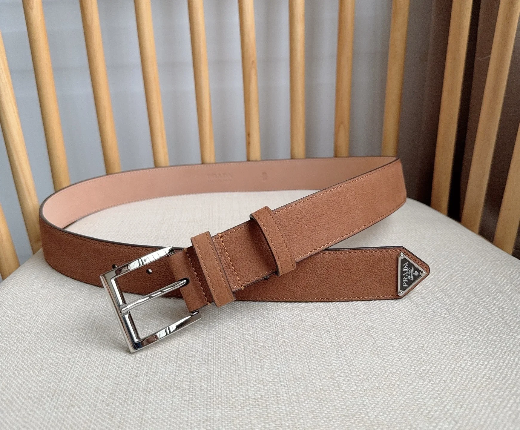 PRADA Belts Grained Leather (Brown) 3.5cm Width 180202607050716 - Image 4