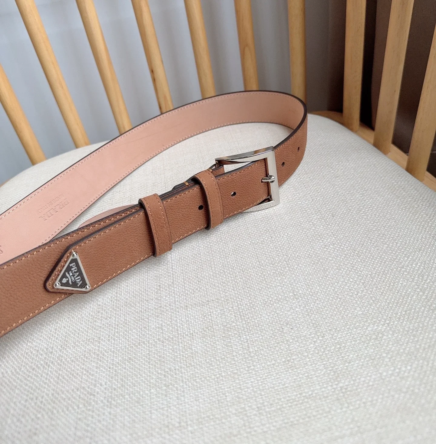 PRADA Belts Grained Leather (Brown) 3.5cm Width 180202607050716 - Image 8