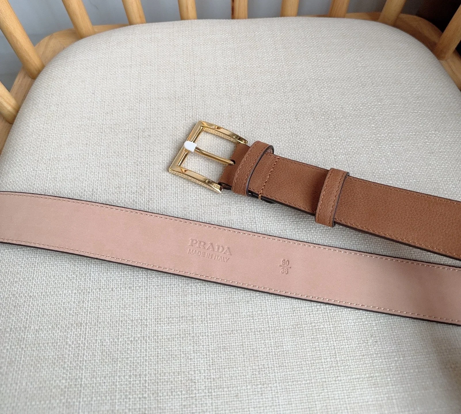 PRADA Belts Grained Leather (Brown) 3.5cm Width 180202607050717 - Image 3