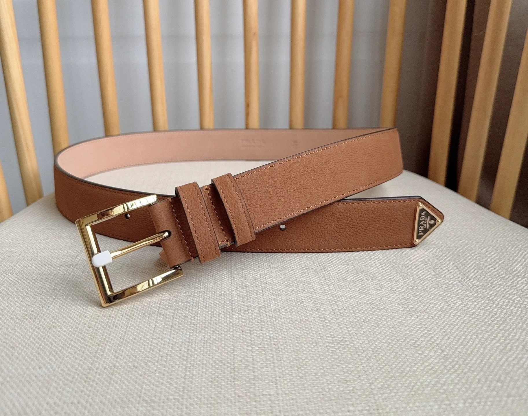 PRADA Belts Grained Leather (Brown) 3.5cm Width 180202607050717 - Image 4