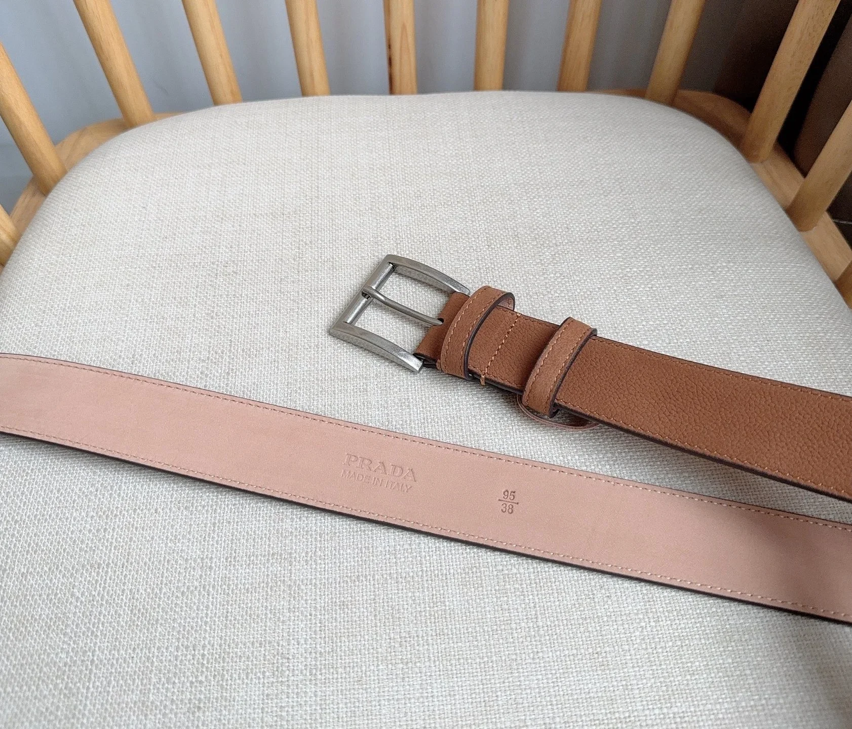 PRADA Belts Grained Leather (Brown) 3.5cm Width 180202607050718 - Image 3