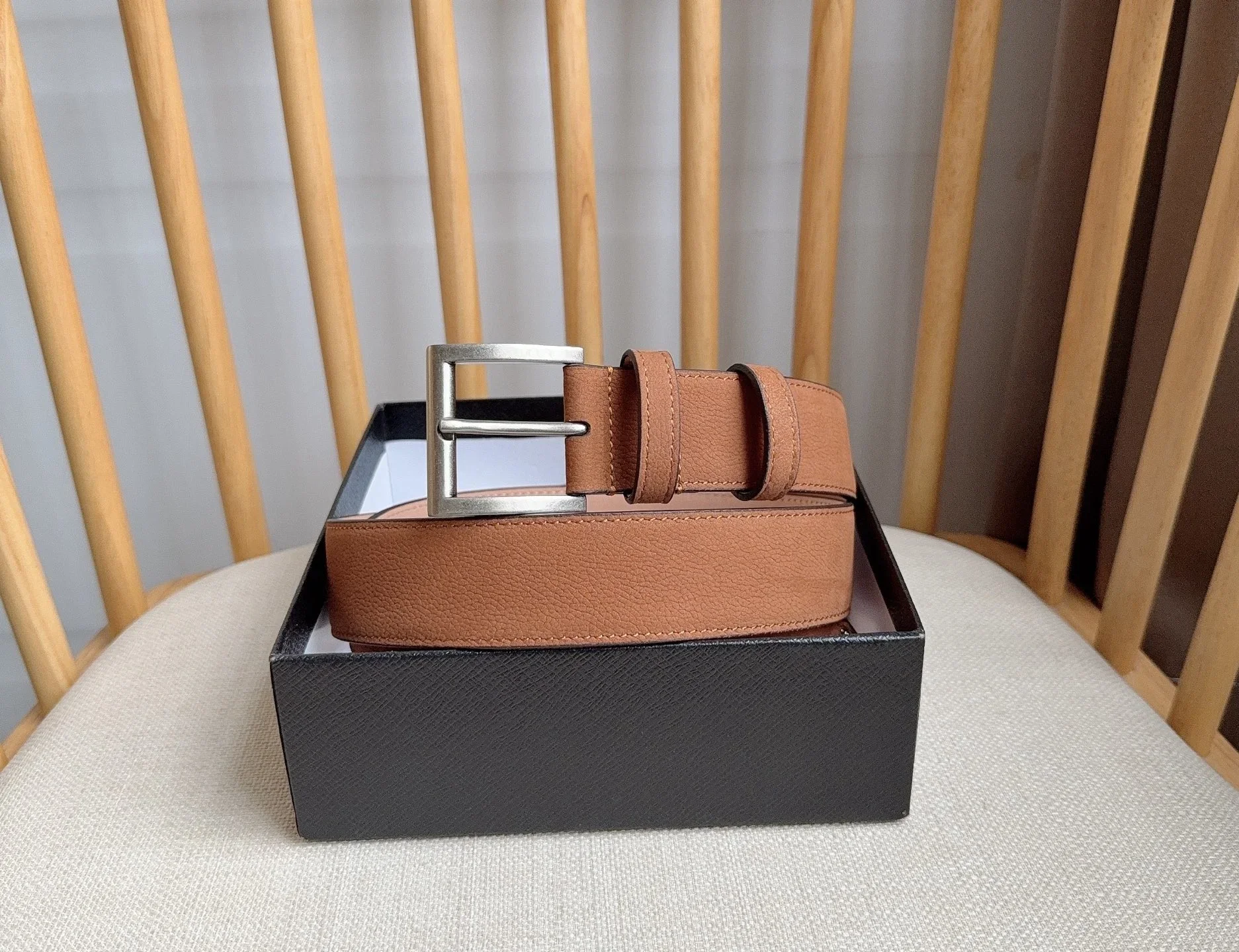 PRADA Belts Grained Leather (Brown) 3.5cm Width 180202607050718 - Image 5