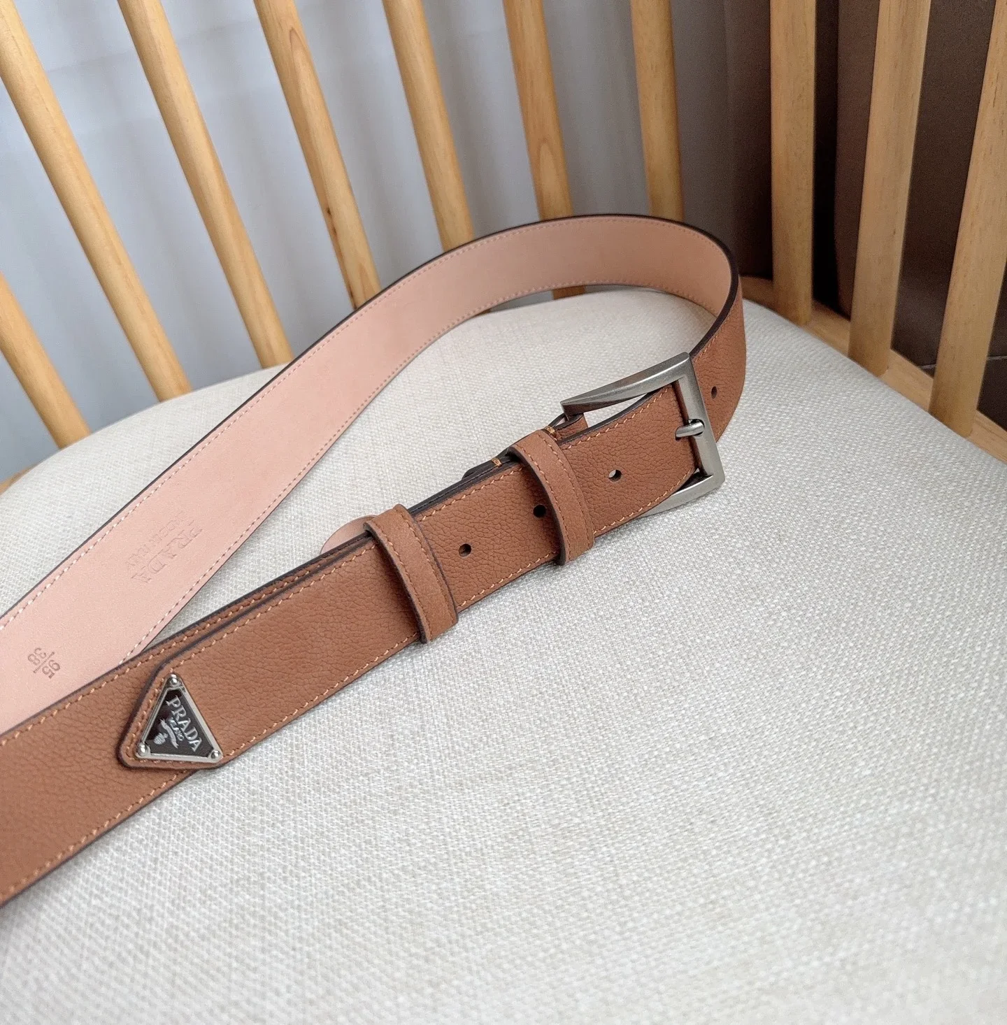 PRADA Belts Grained Leather (Brown) 3.5cm Width 180202607050718 - Image 8