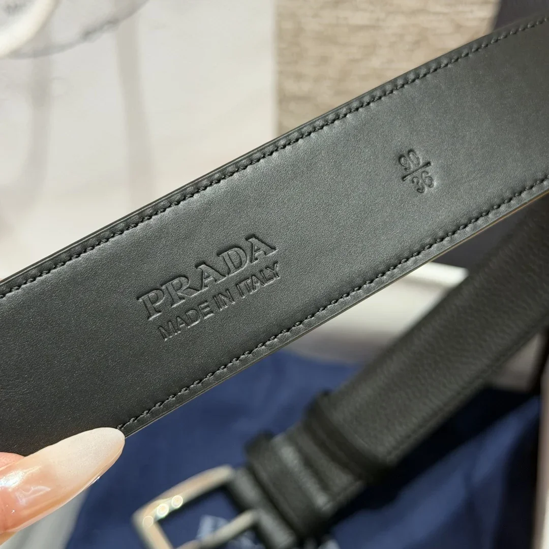 PRADA Belts Leather (Black-Silver) 3.3cm Width 180202607050724 - Image 5