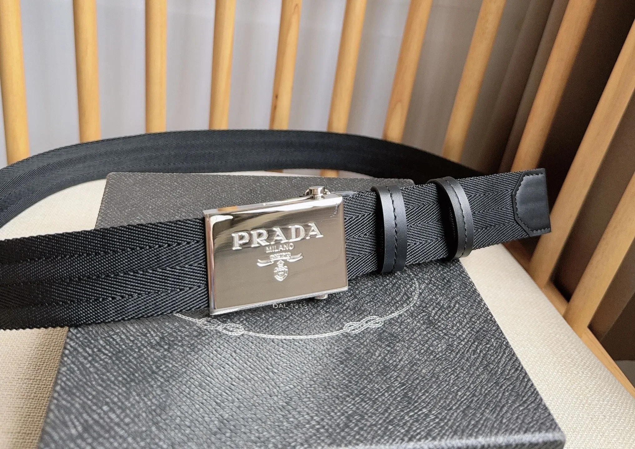 PRADA Belts Nylon Leather (Black) 3.5cm Width 170202607050733 - Image 7