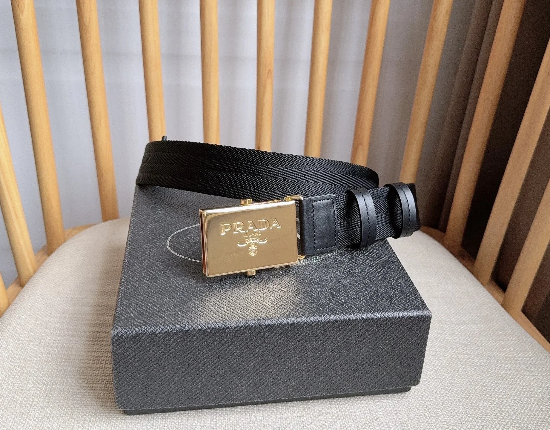 PRADA Belts Nylon, Leather (Black) 3.5cm Width 170202607050734