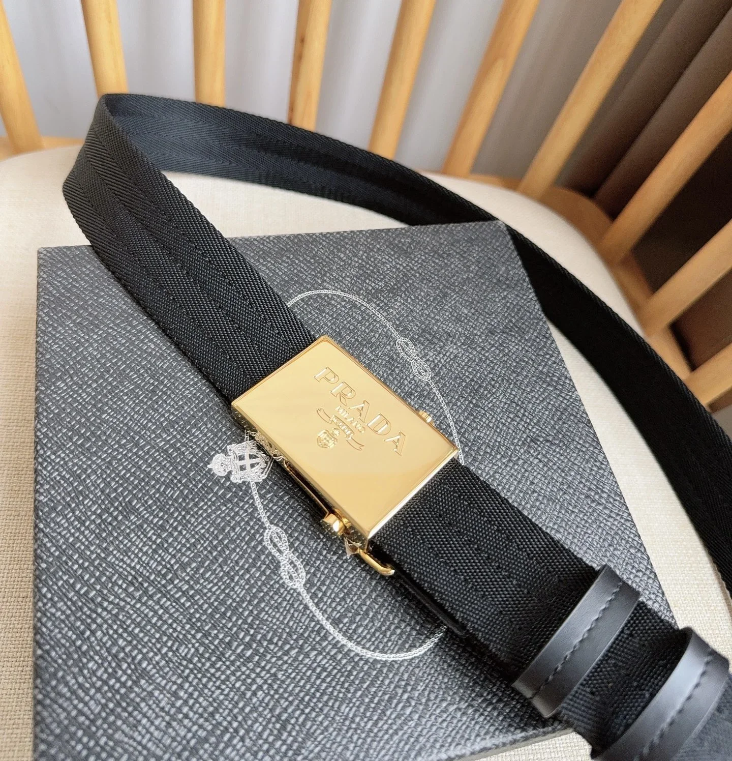 PRADA Belts Nylon, Leather (Black) 3.5cm Width 170202607050734 - Image 2