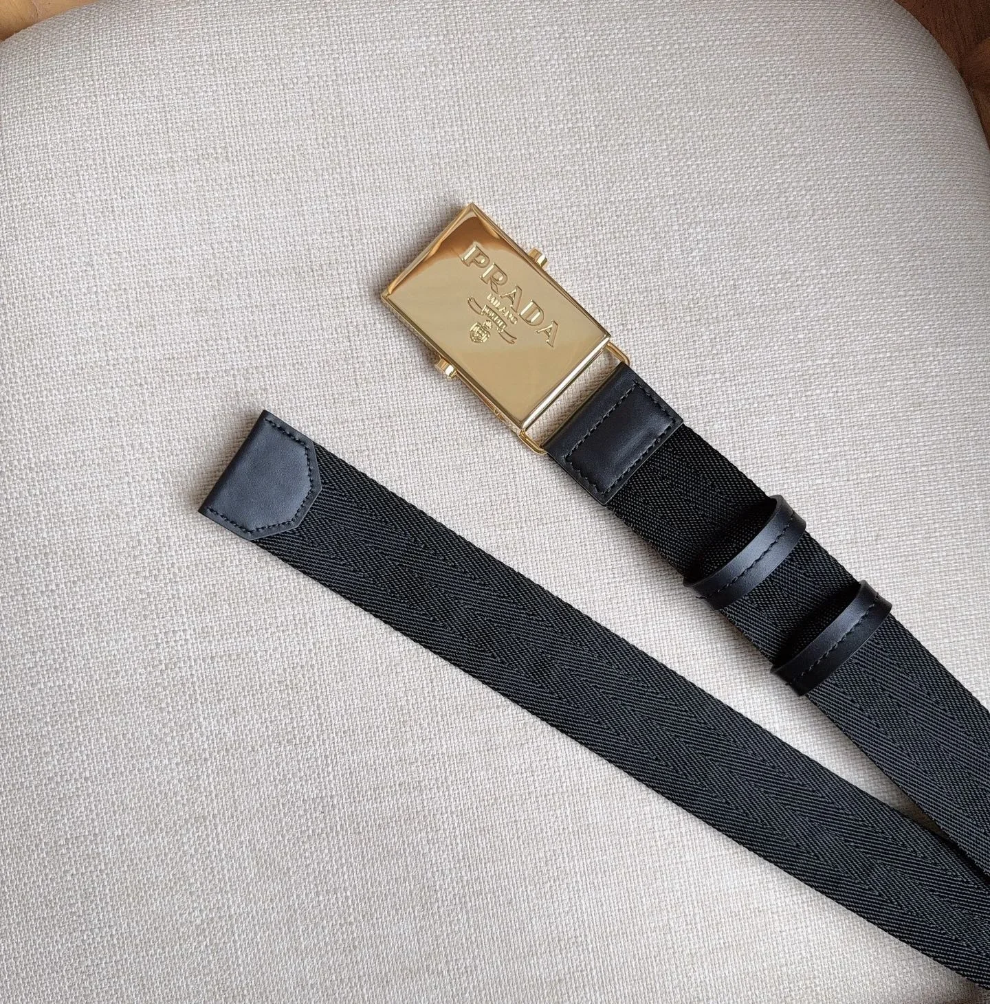 PRADA Belts Nylon, Leather (Black) 3.5cm Width 170202607050734 - Image 3
