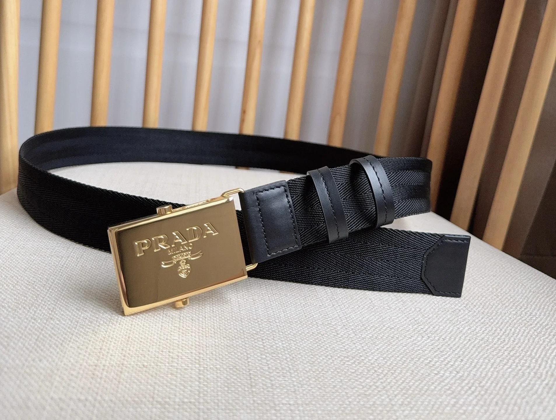 PRADA Belts Nylon, Leather (Black) 3.5cm Width 170202607050734 - Image 4