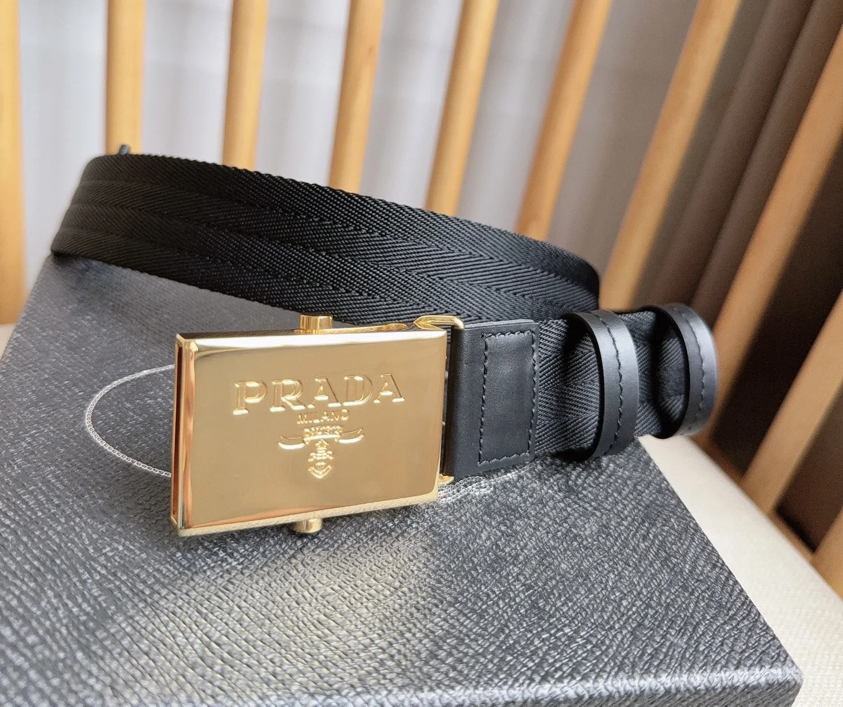 PRADA Belts Nylon, Leather (Black) 3.5cm Width 170202607050734 - Image 5