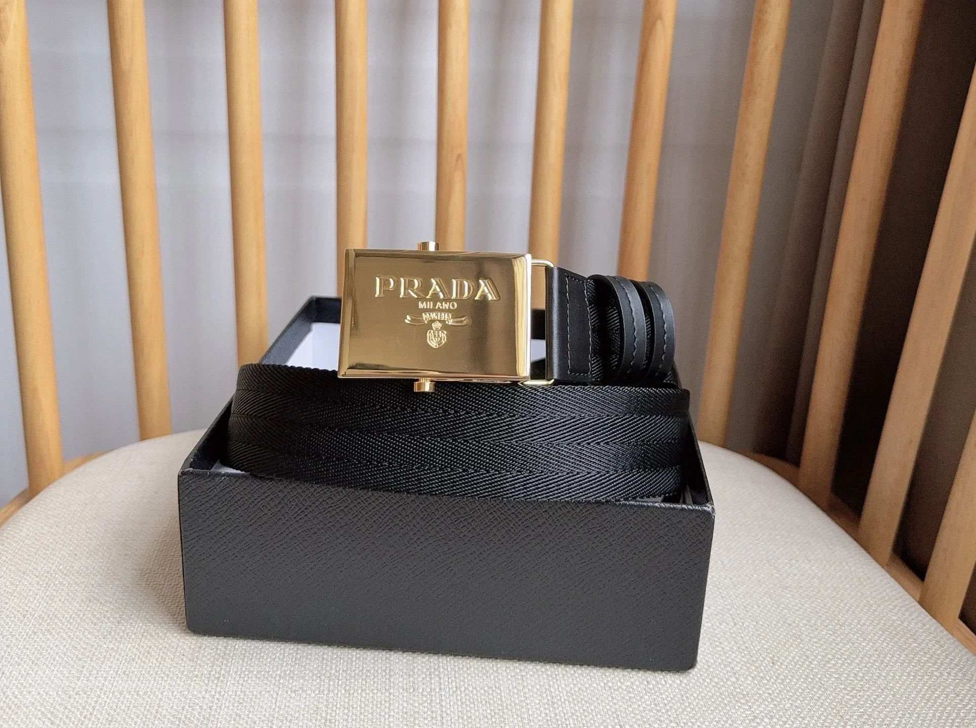 PRADA Belts Nylon, Leather (Black) 3.5cm Width 170202607050734 - Image 6