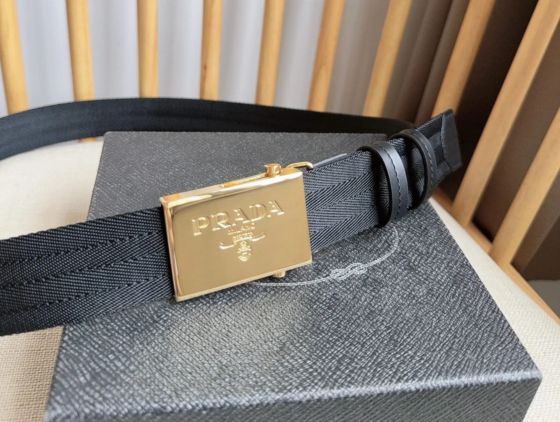 PRADA Belts Nylon, Leather (Black) 3.5cm Width 170202607050734 - Image 7