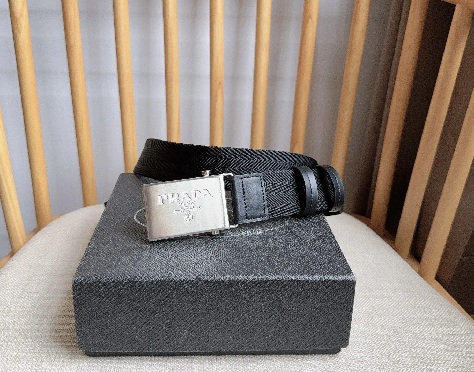PRADA Belts Nylon Leather (Black) 3.5cm Width 170202607050735